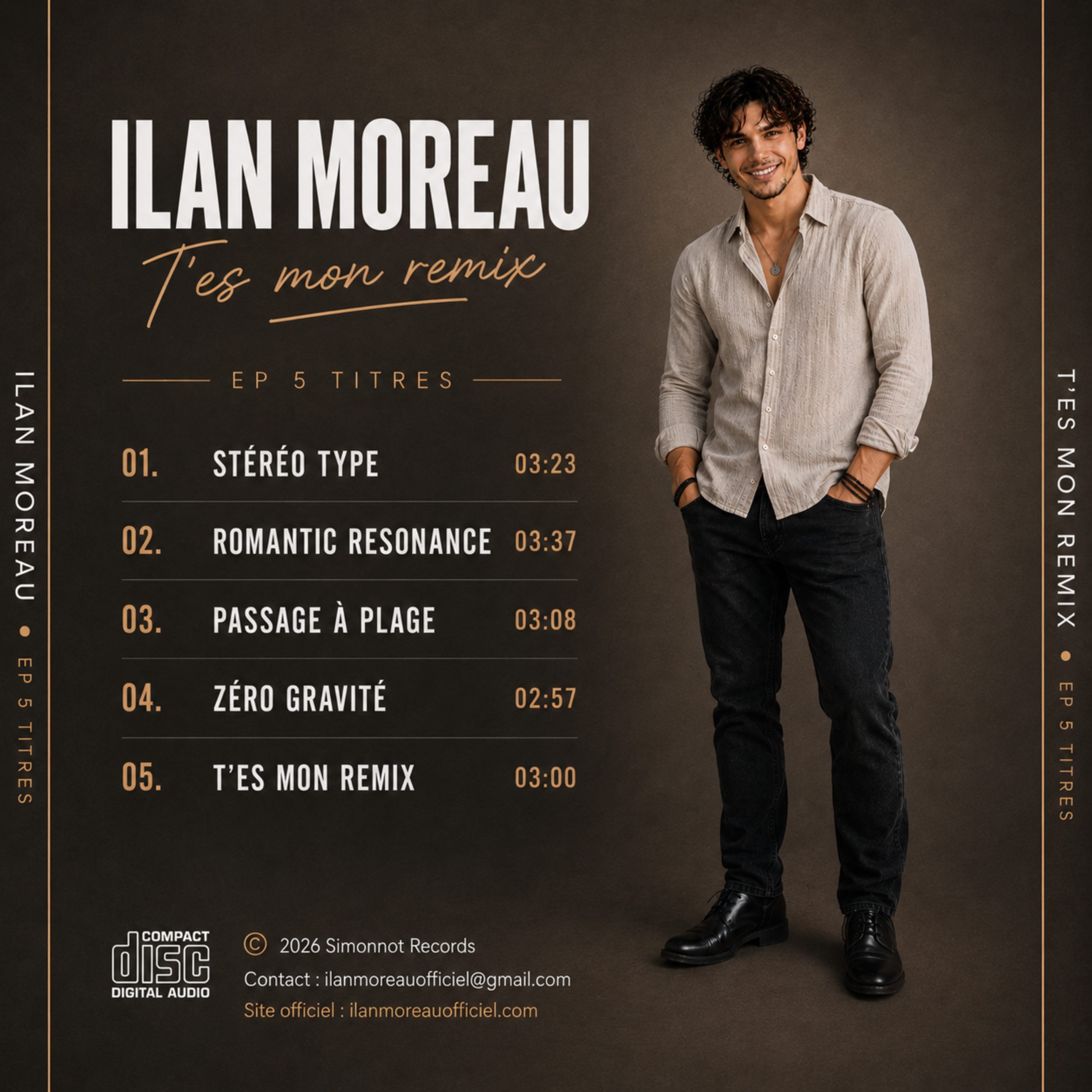 Liste des titres de l'EP T'es mon remix Ilan Moreau